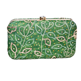 Green Bandhani Clutch